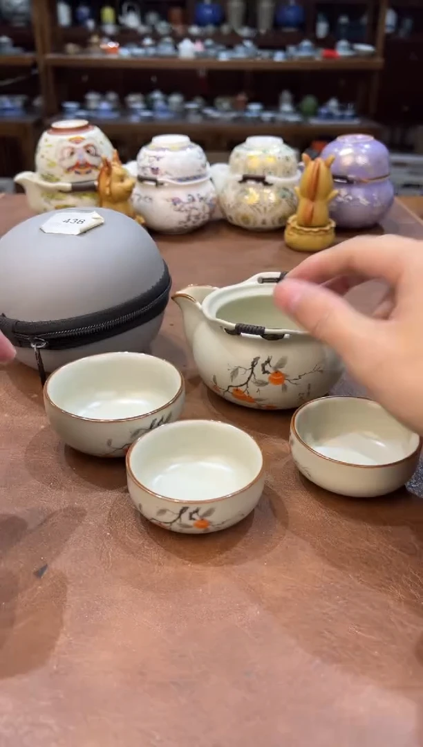 真的很便宜超好看会开片的旅行茶具