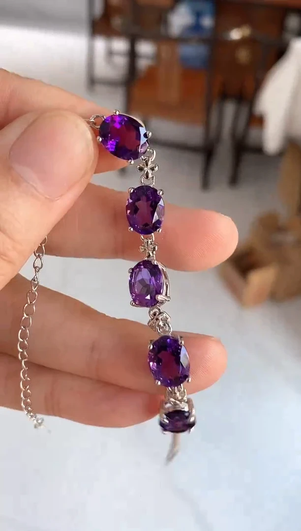 银S925镶嵌手链紫晶手链