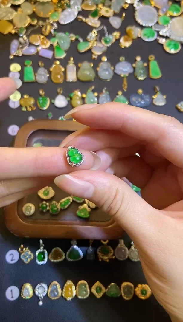 吊坠(不含链)银S925镶嵌翡翠1