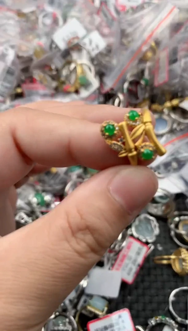 银S925镶嵌戒指翡翠222   4