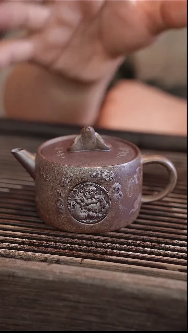 茶壶紫砂五福临门 140cc