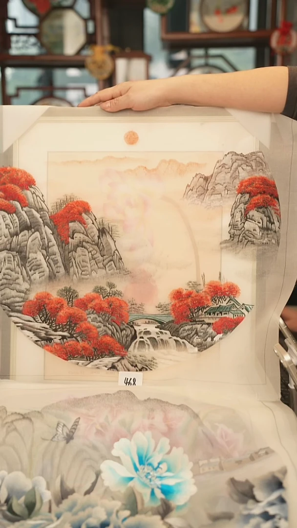 扇子苏绣绣片 50乘50