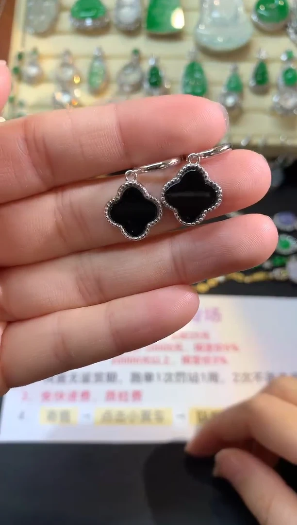 银S925镶嵌翡翠耳饰耳饰|150+25