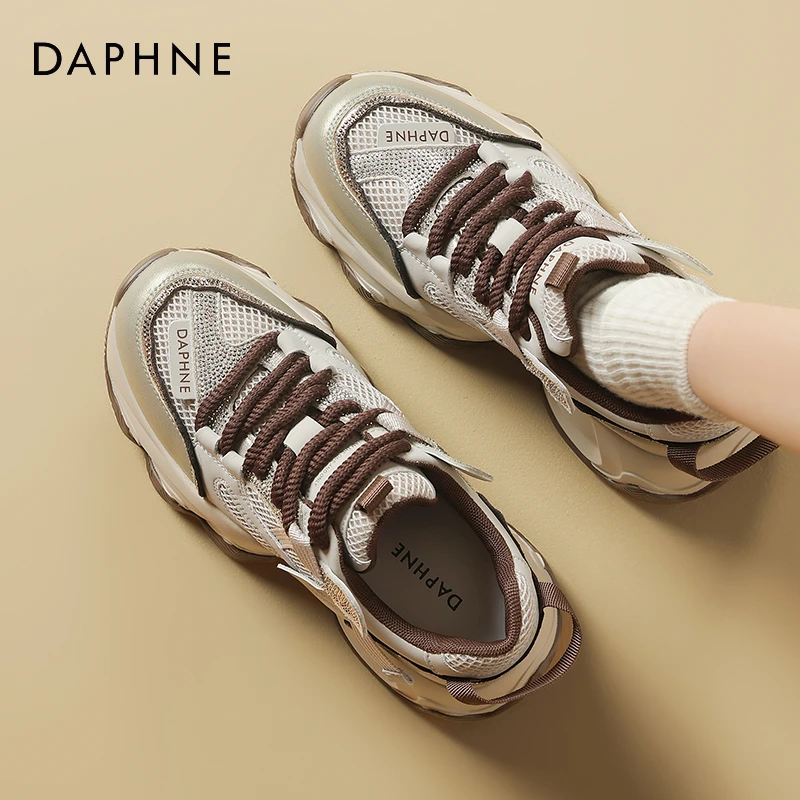 达芙妮厚底增高老爹鞋女鞋2025春季新款轻便百搭显脚小休闲运动鞋