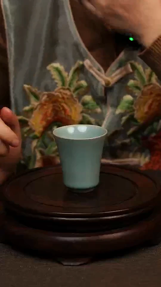 瓷片仿古天青闻香杯80ml 微瑕 不带礼盒