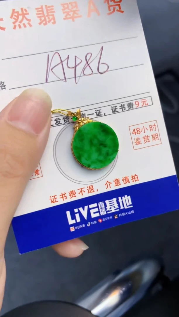 颈饰18K金镶嵌翡翠天然缅甸A货翡翠百元以上9元证书费自理
