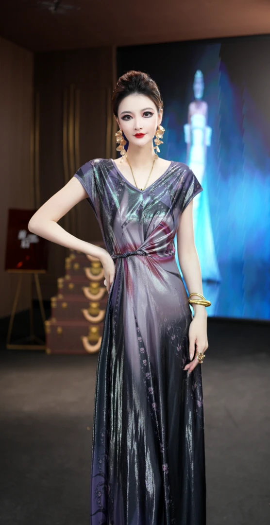 YINGHOU【曼曼】显瘦轻奢长款时尚优雅法式设计师连衣裙D29091