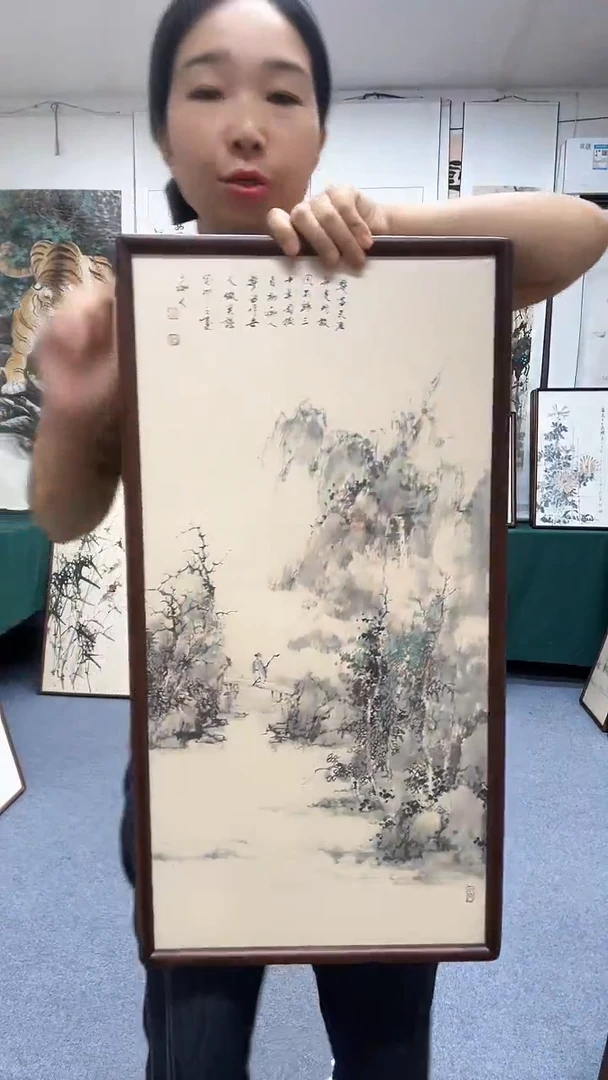 国画35*68实木画框京东包邮手绘
