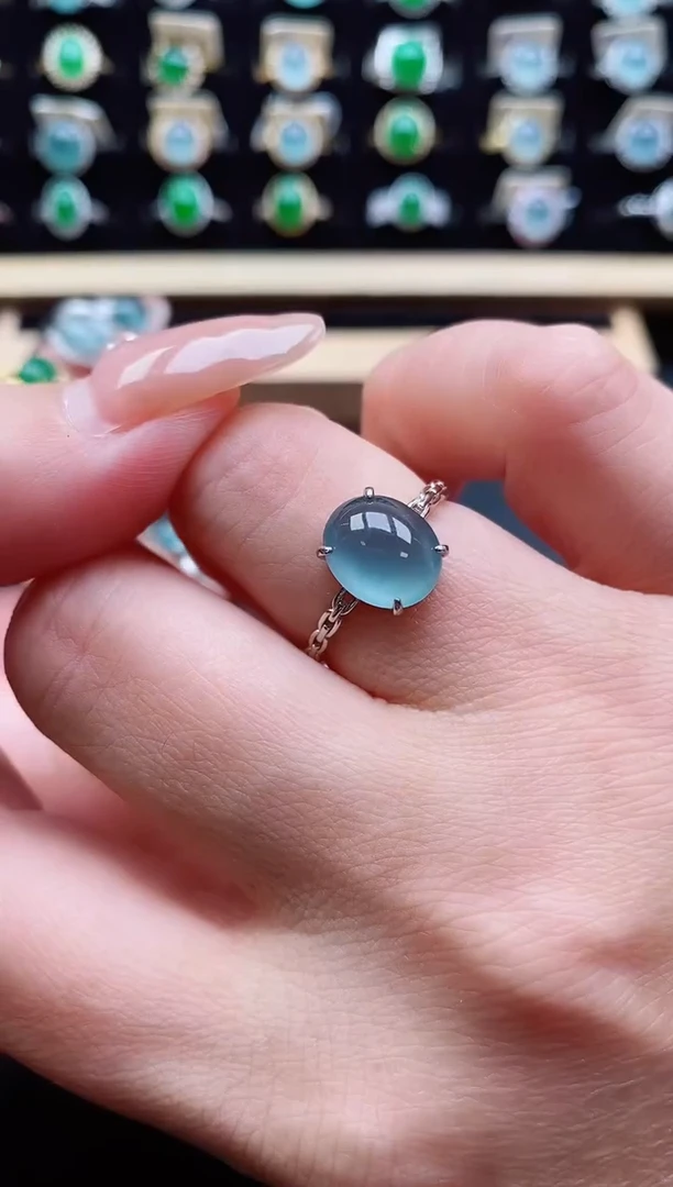 银S925镶嵌戒指翡翠1