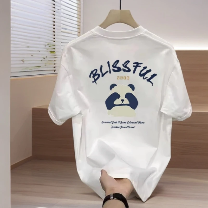 啄木鸟夏季男士纯棉短袖t恤潮流ins休闲圆领高品质百搭款全棉半袖