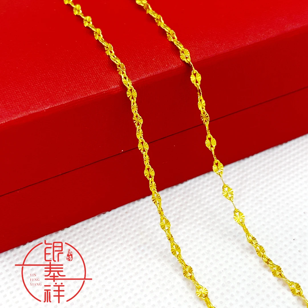 银奉祥 链子足银 45厘米9999雪花链女士项链锁骨链简约素款配链