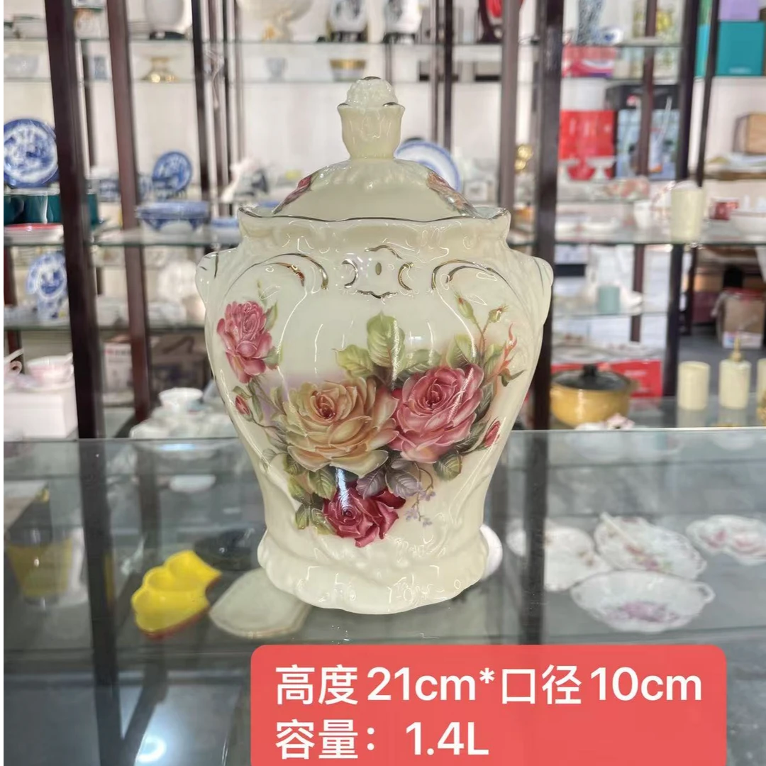 陶瓷象牙黄欧式大容量密封罐