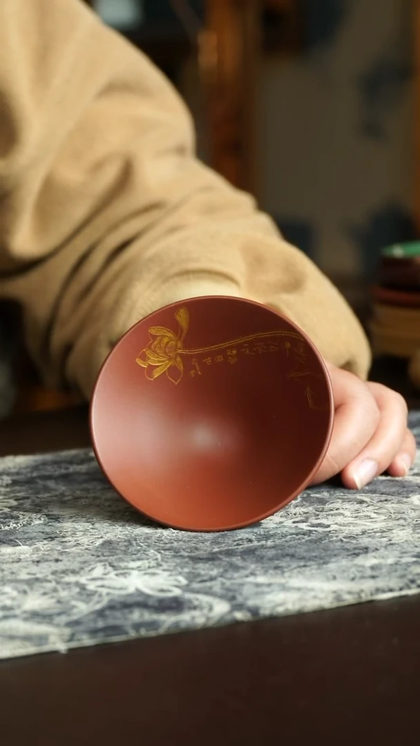 茶杯紫砂49号 荷花斗笠杯 宜兴紫砂原矿作品