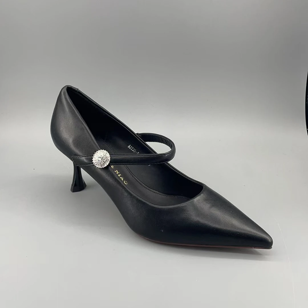 049黑色细跟通用简约细跟高跟鞋气质尖头浅口舒适时尚休闲