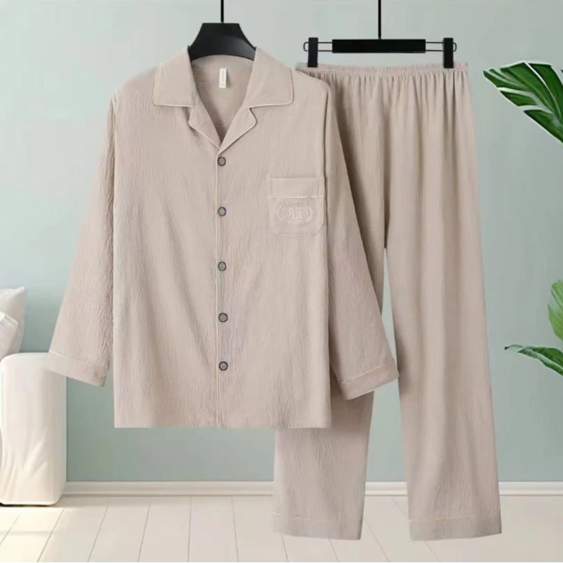 【600-650】高品质睡衣家居服长袖春秋男款新款情侣睡衣可外穿休闲