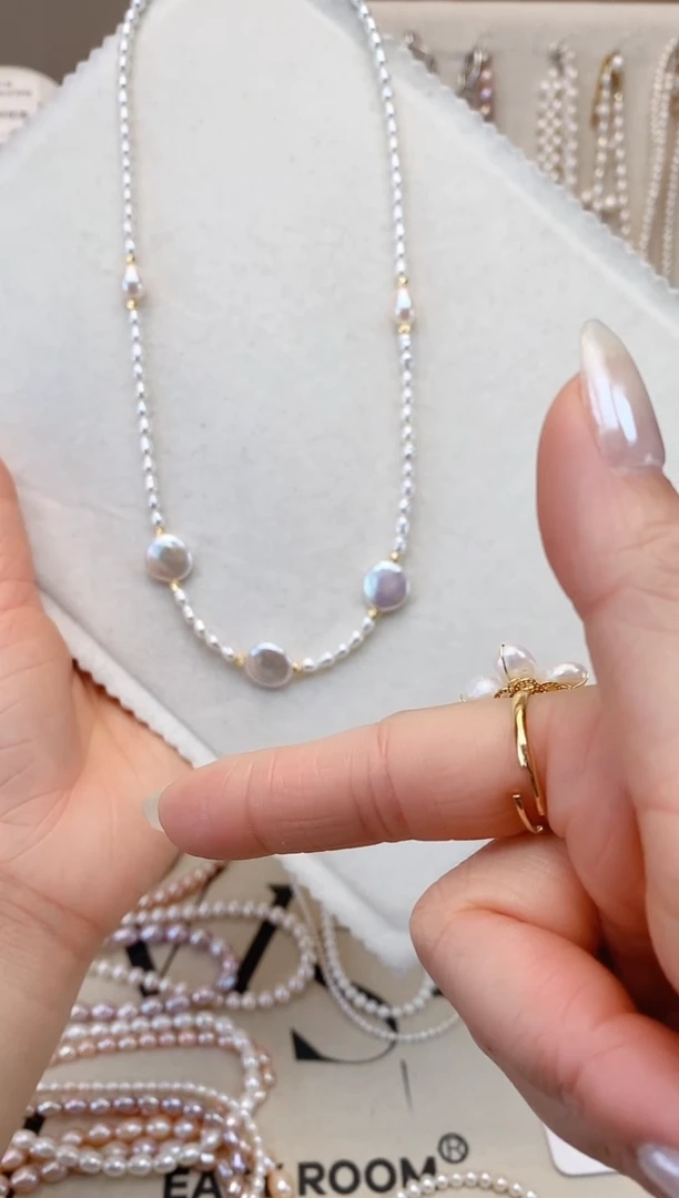 【闪购商品】淡水珍珠项链银S925镶嵌巴洛克小米混搭