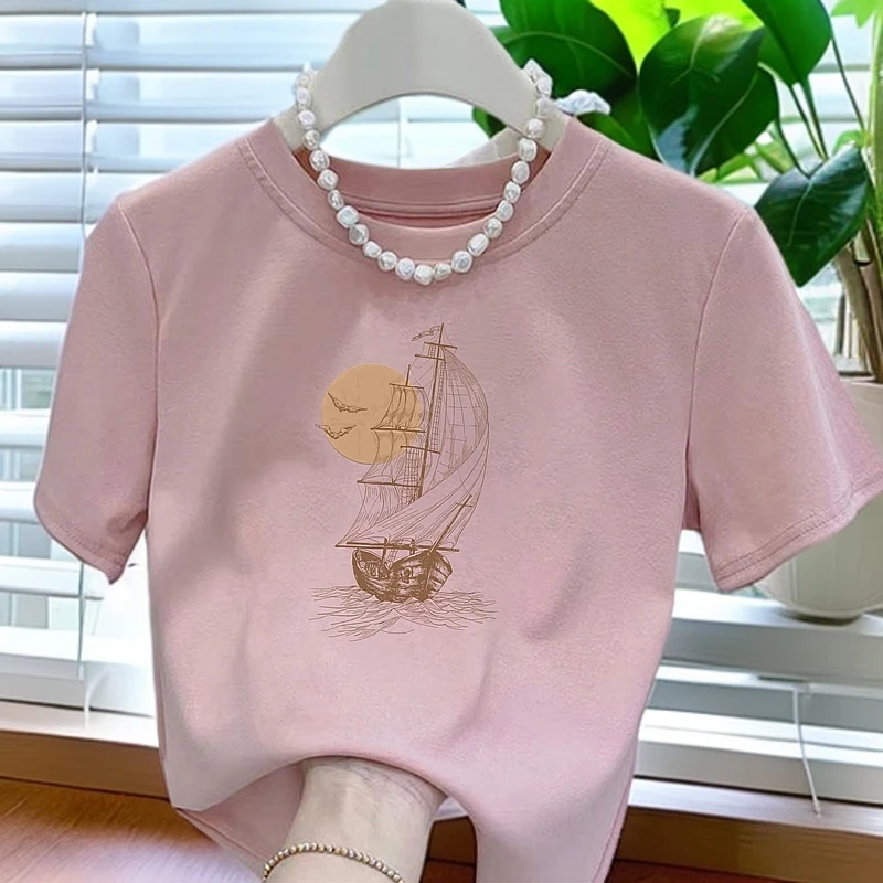 【姿姐专属】一帆风顺 纯棉T恤短圆领极简风休闲短款通勤修身半袖