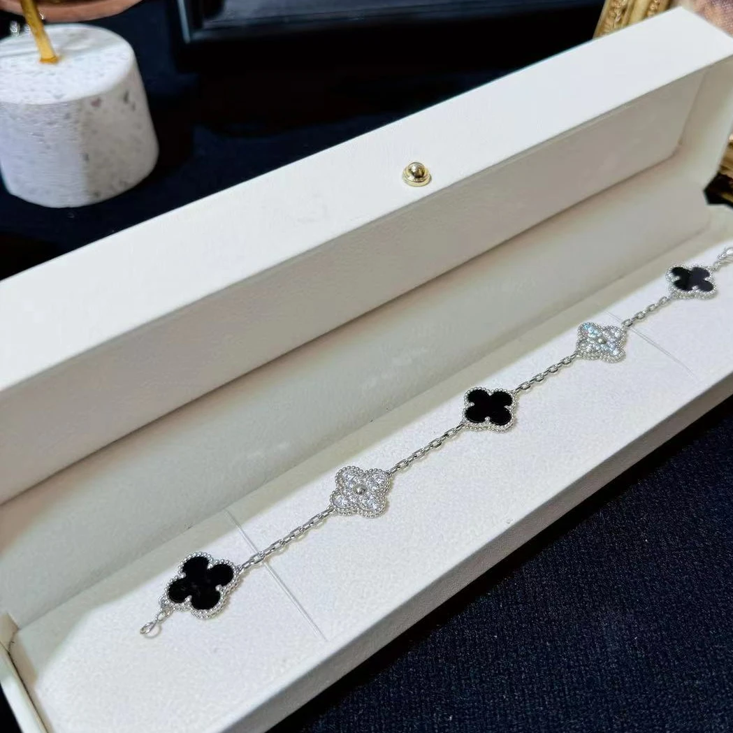 925银合成锆石手链 黑白手链