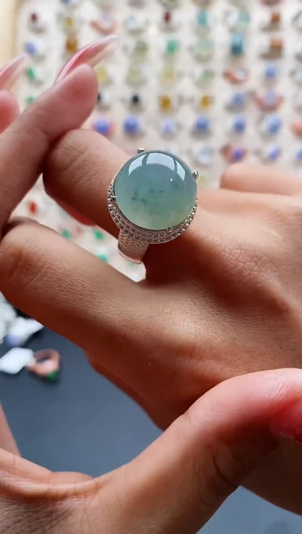 【闪购商品】翡翠戒指未镶嵌缅甸天然A货翡翠444 10+5