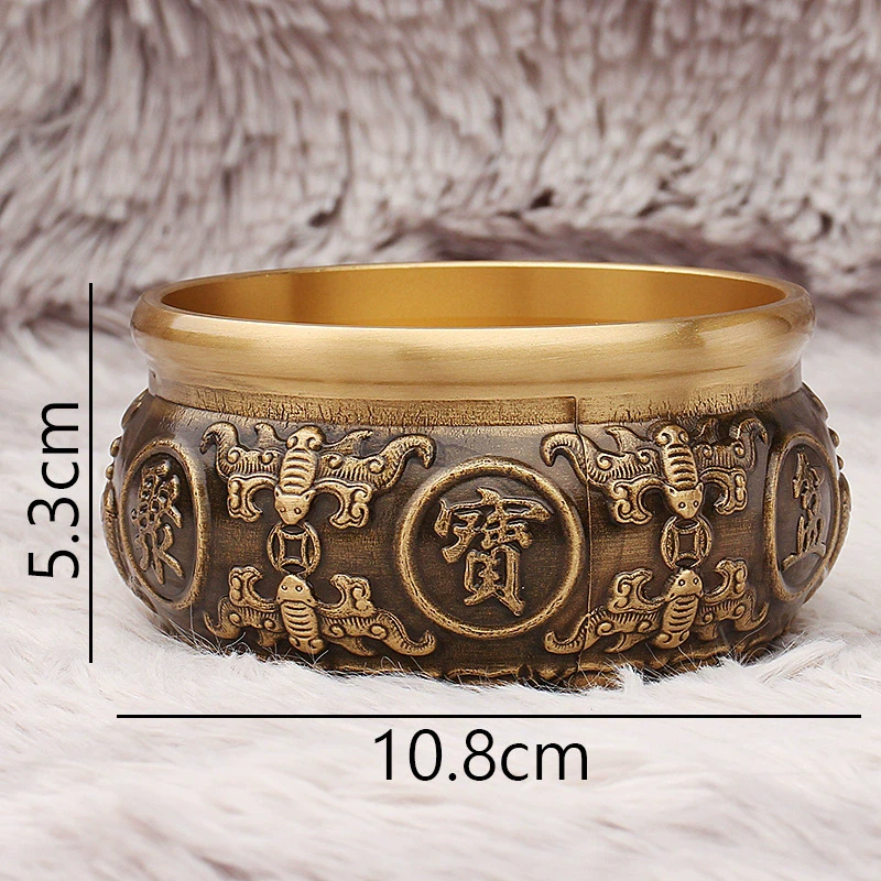 八福聚宝盆黄铜米缸玄关前台家用公司店铺装饰摆件送礼开业