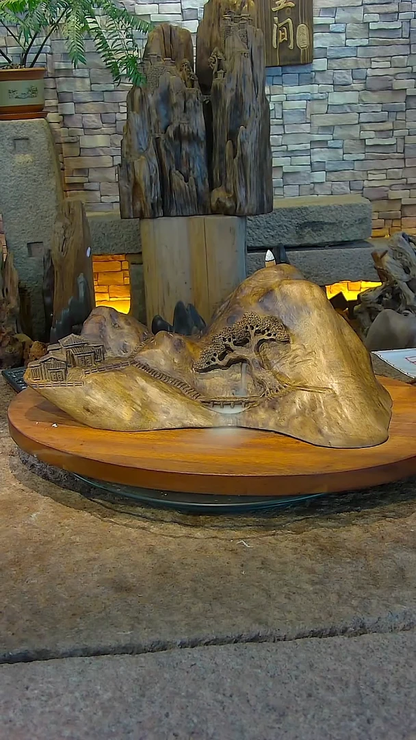 木金丝楠木山水摆件