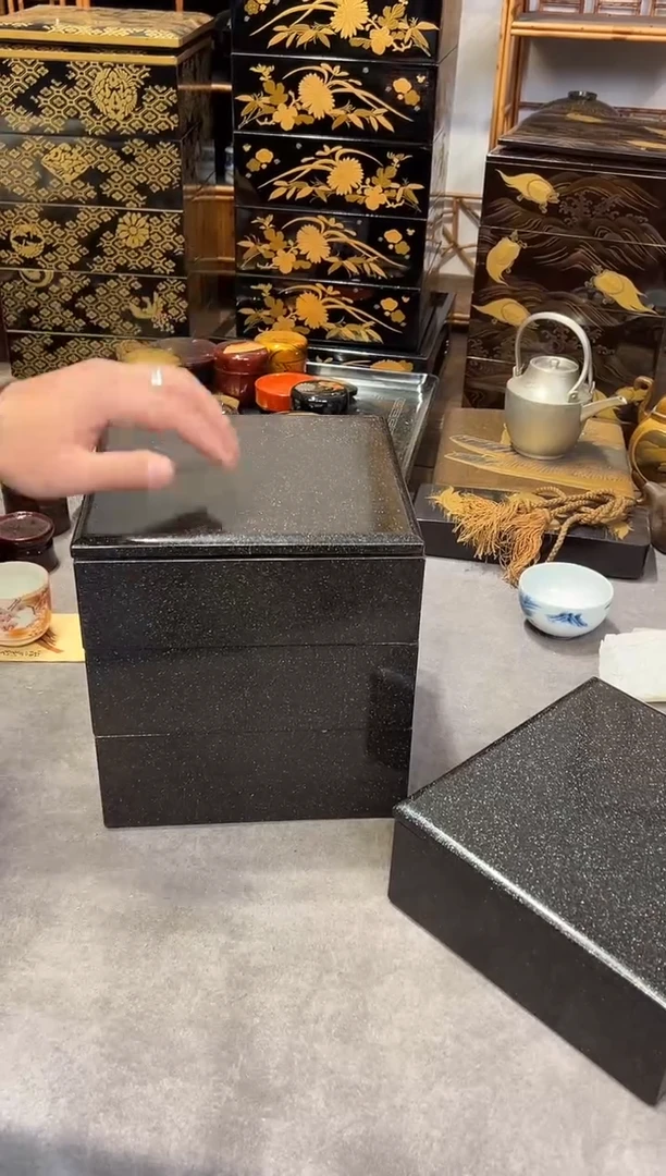 细螺钿 三段 大漆漆器大漆漆器