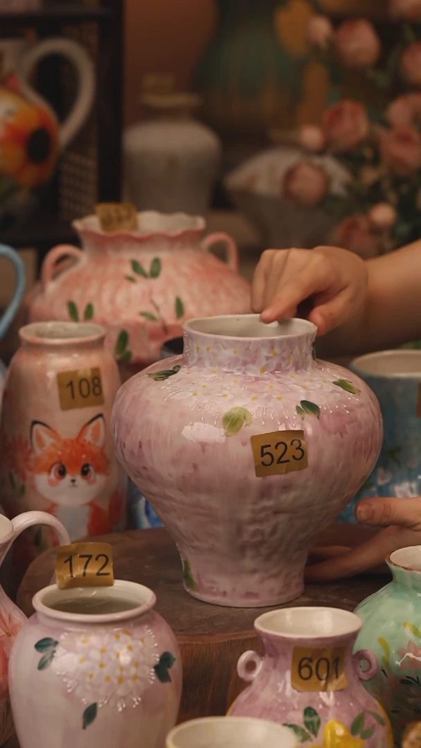 陶瓷523景德镇设计师手作花器摆件侘寂风