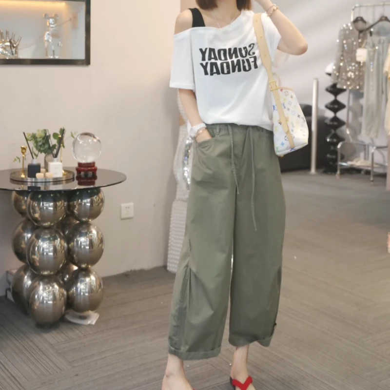 【懒人字母】2025新款时尚休闲气质T恤上衣+百搭休闲裤LK2503581