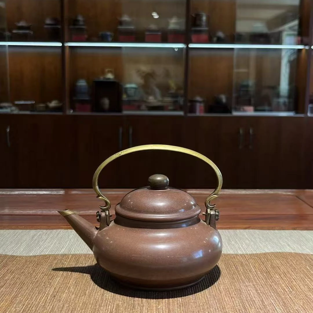 清末 贡局款抛光提梁壶 老紫砂