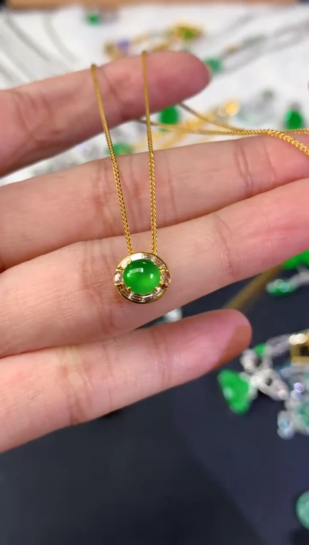 吊坠(赠链)18K金镶嵌翡翠紫*A393|5980