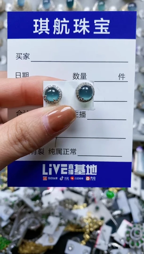 【闪购商品】翡翠耳饰银S925镶嵌0427