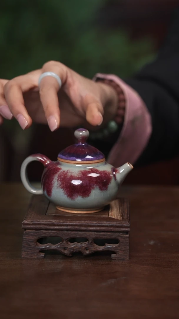 【闪购商品】清凉寺原产地仿古釉手工钧瓷荣天壶+两杯