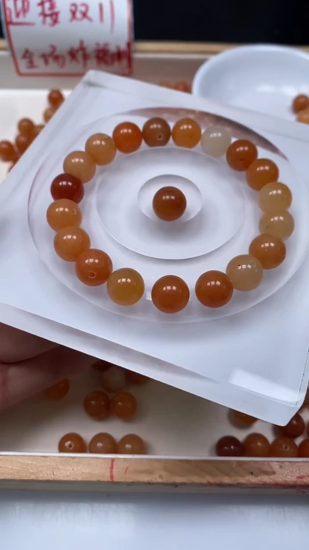 未镶嵌东陵石散珠B295 红东陵10mm20个9.9元