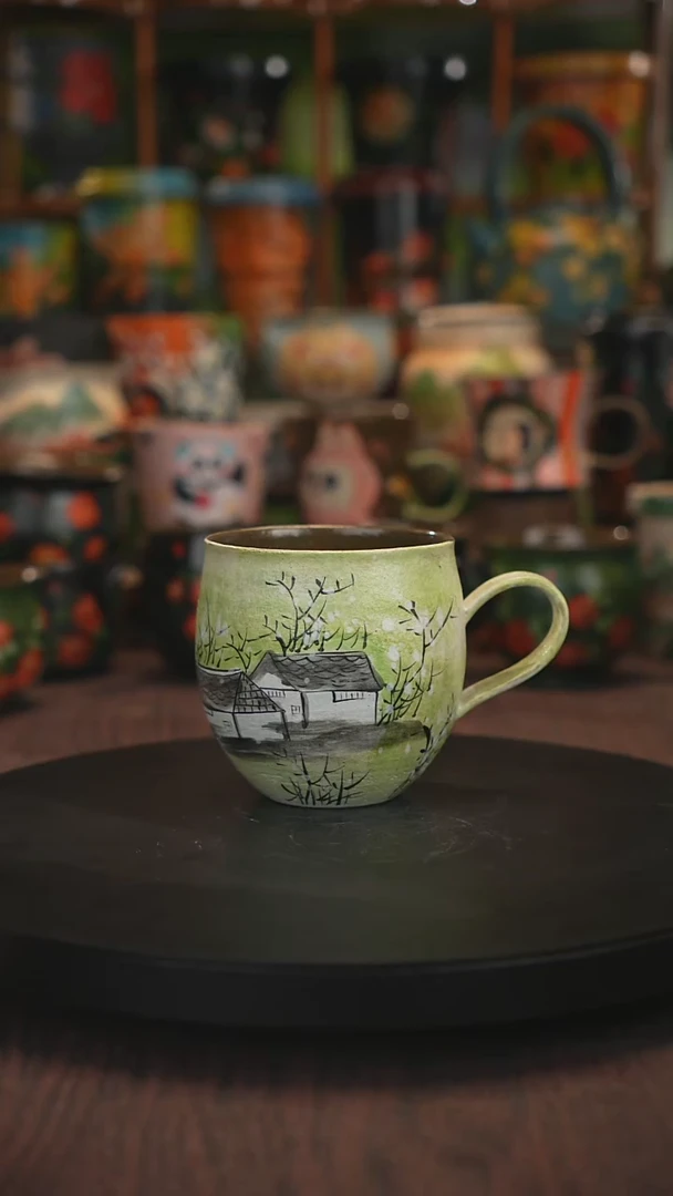 紫砂油画手绘釉下彩
