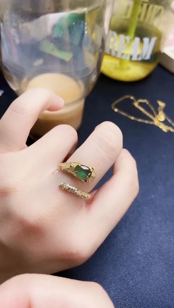 翡翠戒指银S925镶嵌54689