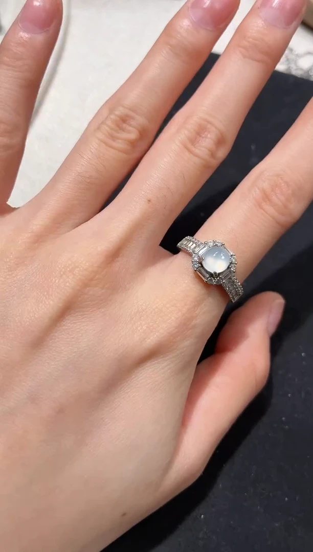 银S925镶嵌戒指翡翠戒指