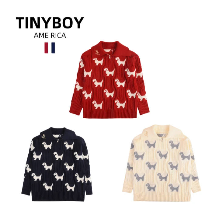 TINYBOY狗狗图案毛衣针织衫男女同款 均码 秋冬轻奢