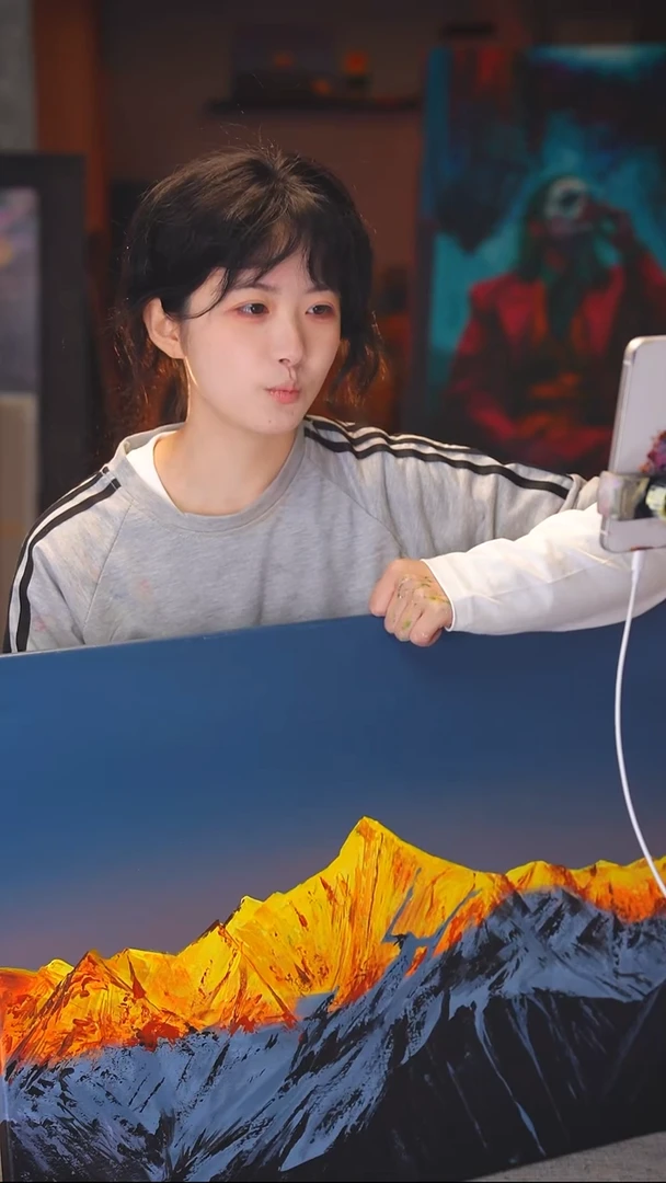 油画这****错金山丙烯画纯手绘