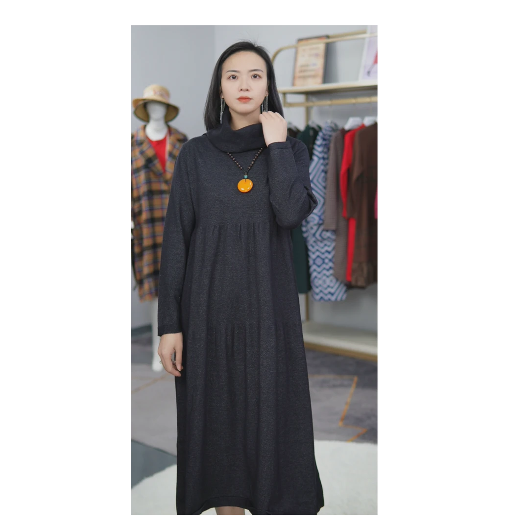 【300~399】秋冬季新款休闲时尚气质针织裙百搭中长款中国风外搭