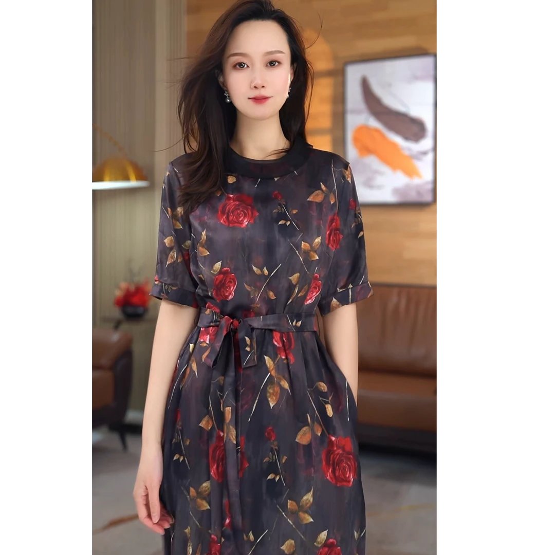 2025春夏新款桑蚕丝气质女装连衣裙82501095