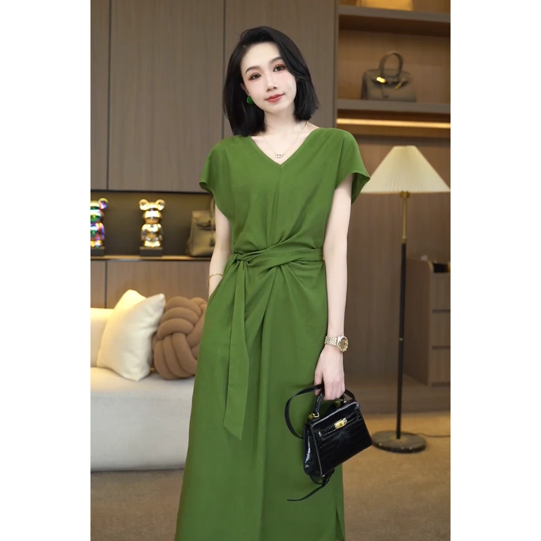 欧颍昇夏季洋气时尚百搭女装温婉大方衣服收腰设计感连衣裙子7269
