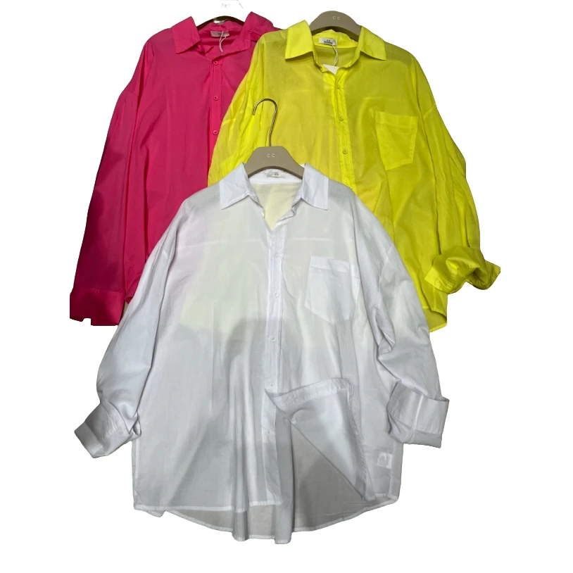 韩版新款纯色衬衫宽松休闲洋气时尚百搭薄款