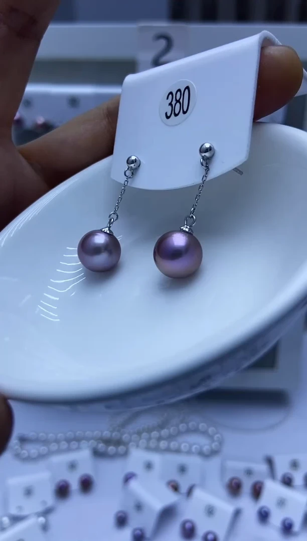 银S925镶嵌耳饰淡水珍珠380