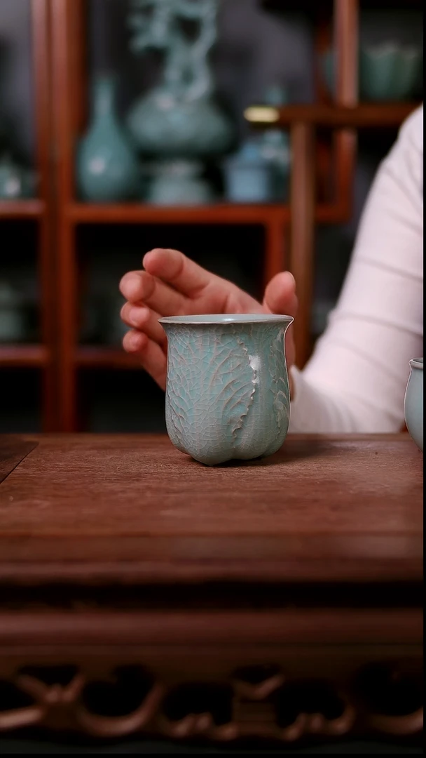 杯子陶青霁汝窑仿古釉  百财杯