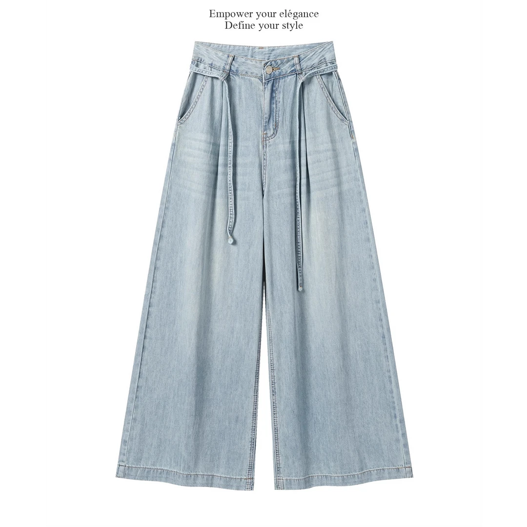 羊城故事-复古高腰阔腿牛仔裤女2025新款宽松显瘦百搭直筒裤3683