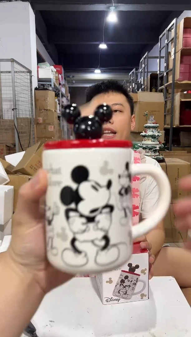 瓷片原盒米奇手稿带盖杯