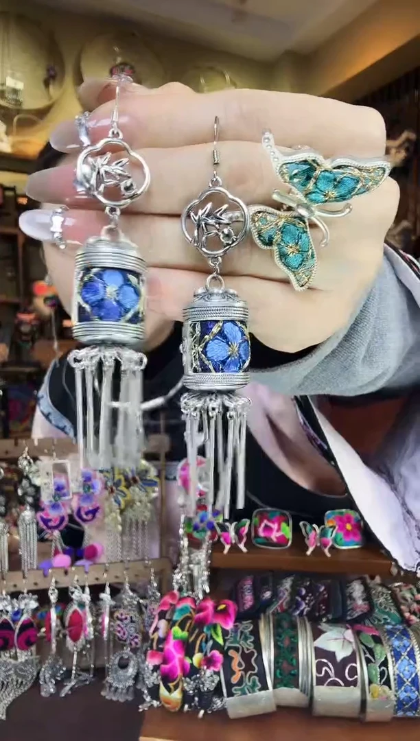 刺绣非遗刺绣民族风耳环