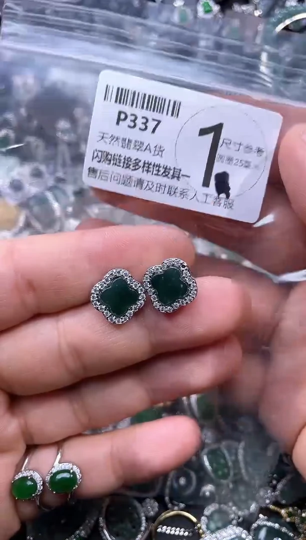 【闪购商品】翡翠颈饰未镶嵌P337耳钉