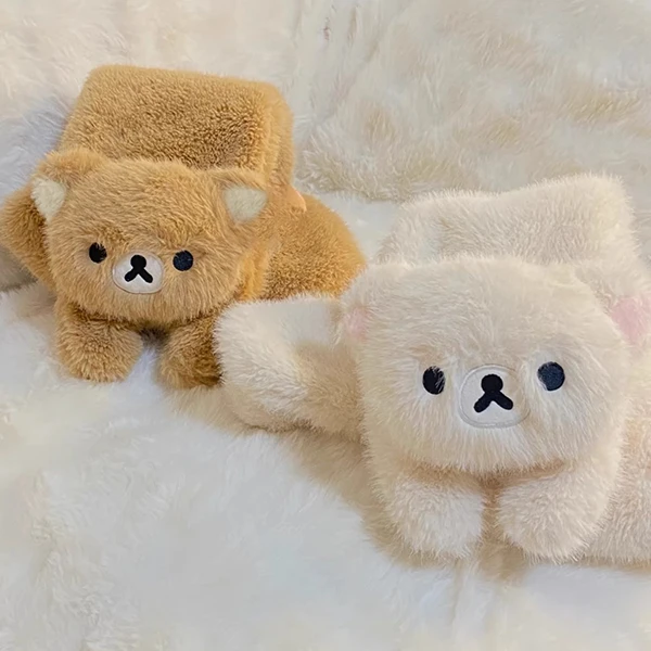 可爱轻松熊秋冬季时尚围巾男女学生情侣礼物毛绒保暖加厚卡通围脖