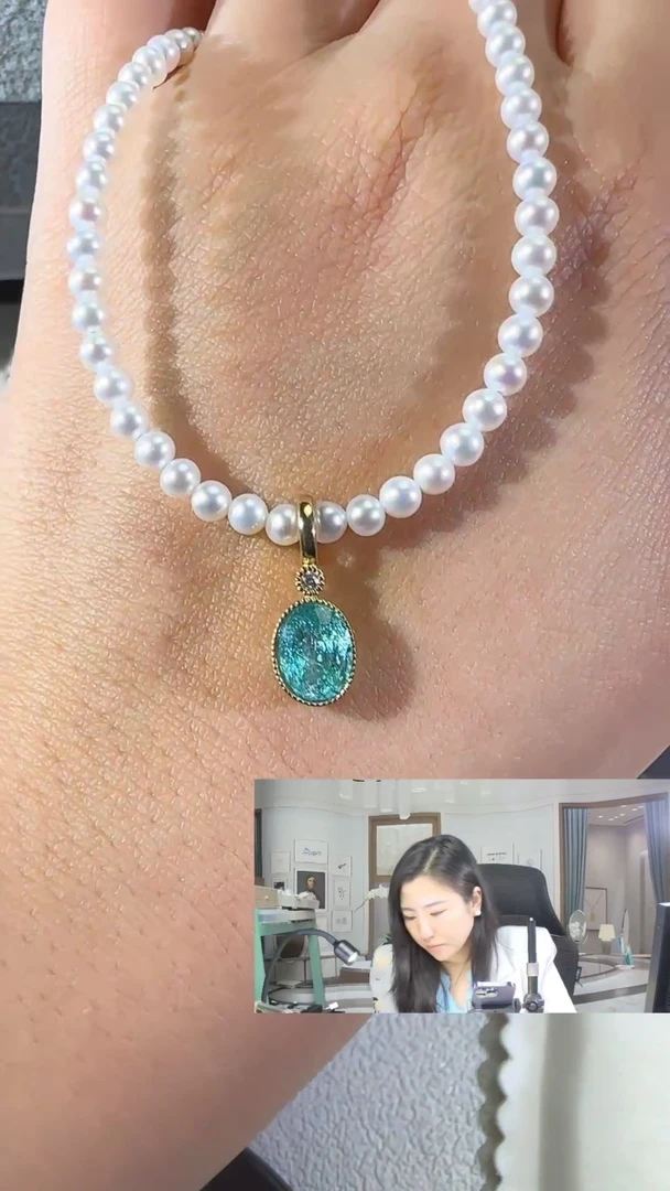 【闪购商品】合成钻石裸石未镶嵌培育帕拉伊巴吊坠（送价值599小米珠